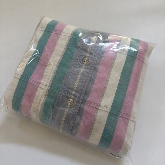 VTG 90s Eddie Bauer Collared Shirt Mens Medium Northwest Chambary Striped Pastel - Picture 12 of 12